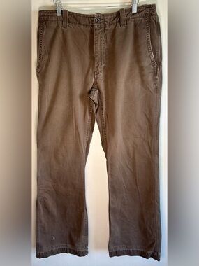 Vintage Gap Loose Boot Fit Men’s Khaki Pants 34X33 Brown Raw Hem Y2K Boho Baggy